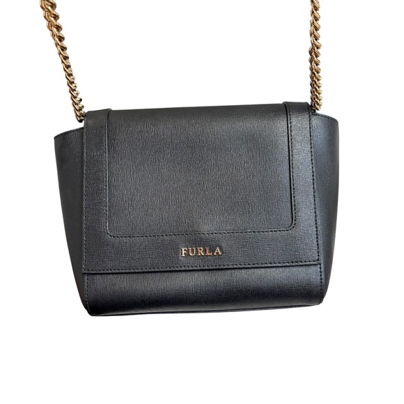 Furla black saffiano leather crossbody messenger flap bag - Picture 1 of 10